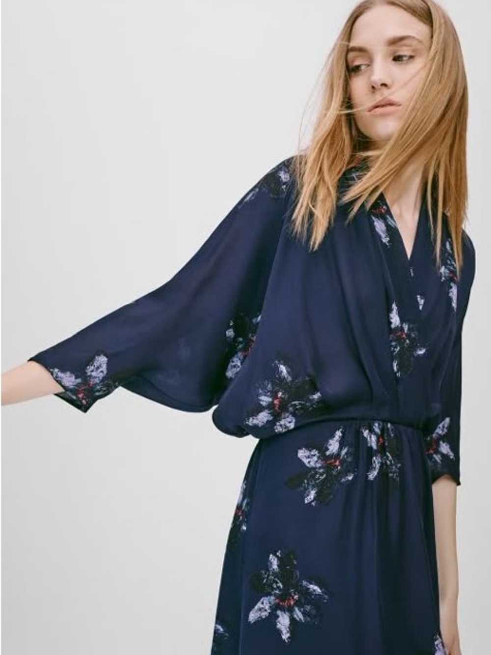 Babaton 100% Silk Cuthbert Navy Dress